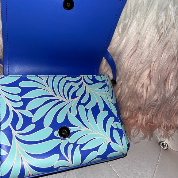NEW Kate Spade Arbour Hill Avva Blue Green Printed Seaferns Leather Crossbody - Picture 8 of 16